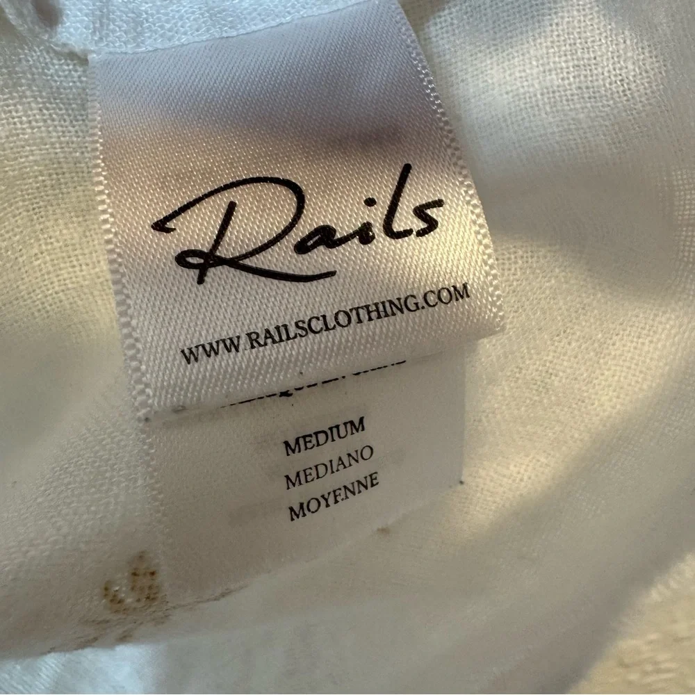 Rails Thea Golden Palms Tie Front Linen Blend Shirt Size Medium - Picture 6 of 8